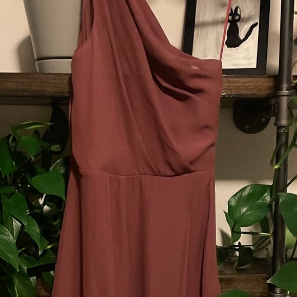 Birdy Grey Kira Bridesmaid Dress -  Chiffon in Dark Mauve, Size XS, with Slit - Picture 7 of 11